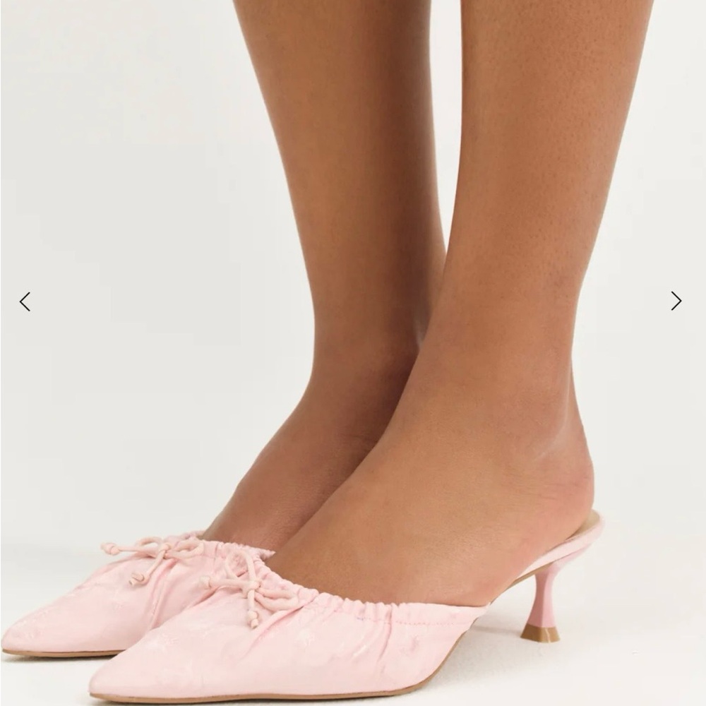 NWT/box/dust-bag/factory packaging. For Love and Lemons Colette Satin Mule Heels